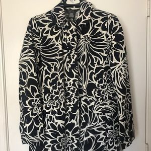 Navy & Cream Floral Coat